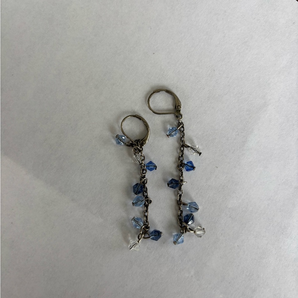 Elegant Blue and Silver Dangle Earrings